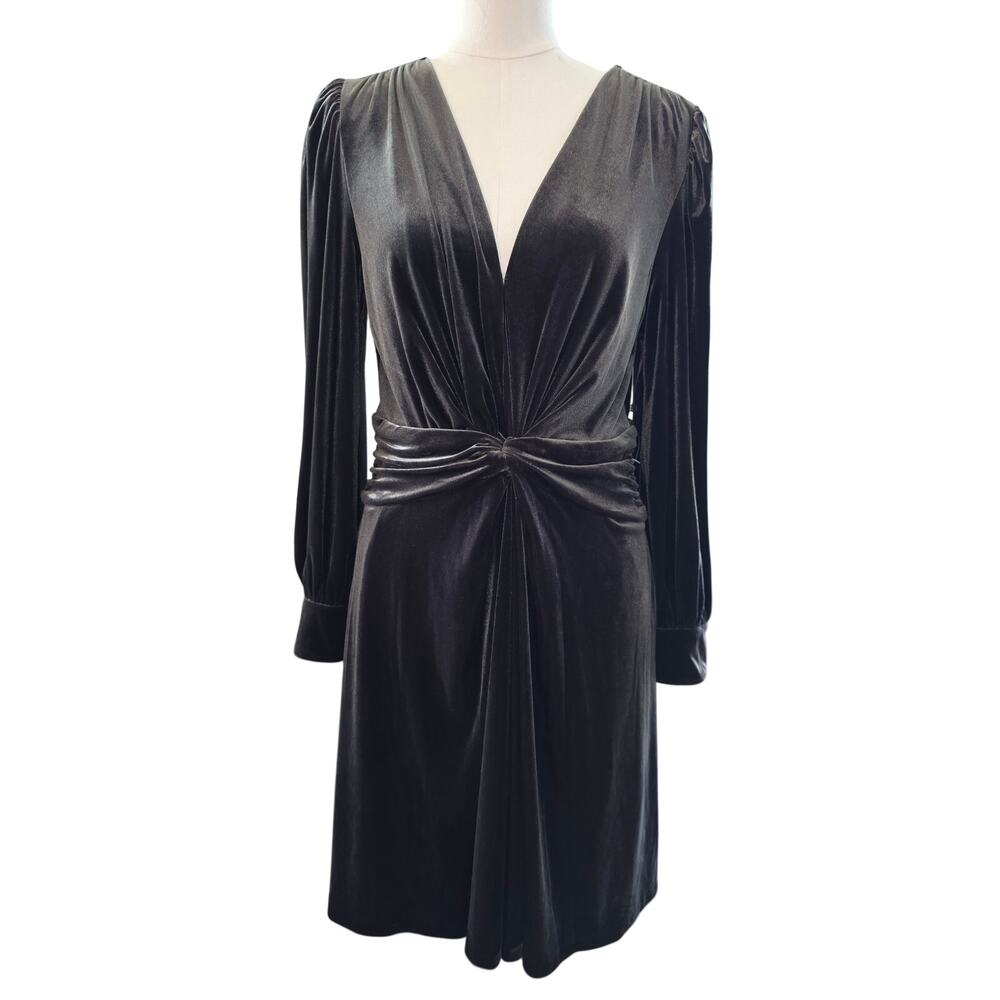 Size 14 Green Velvet Vince Camuto Lined Long-Sleeve Knee-Length Dress w/Back Zip
